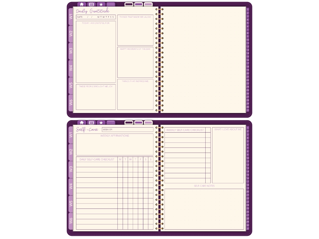 digital planner templates on purple digital planner
